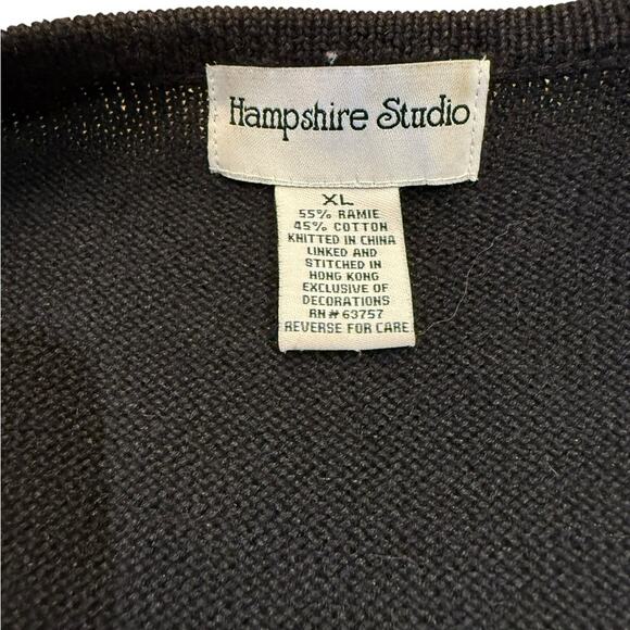 Hampshire Studio SeaLife Colorful Embroidered Black OpenFront Cardigan Womens XL - Picture 3 of 12